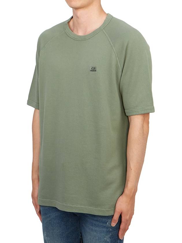 30/1 Sponge Fleece Short Sleeve Sweatshirt Green - CP COMPANY - BALAAN 3