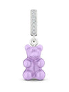 NOSTALGIA BEAR LAVENDER PAVE CONNECTOR SILVER WOMEN'S CHARM - CRYSTAL HAZE - BALAAN 1