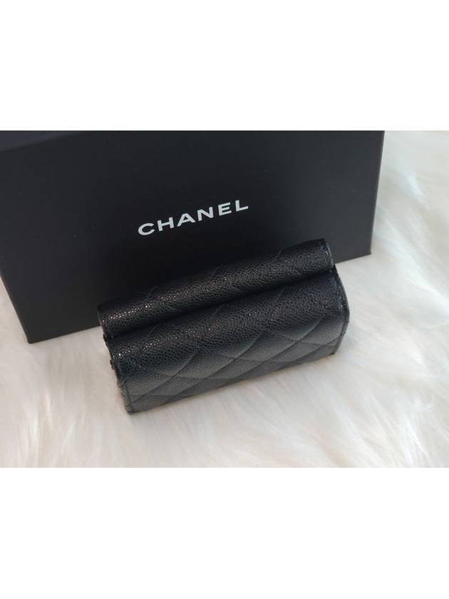 Classic Small Flap Wallet Grained Shiny Calfskin Gold Black - CHANEL - BALAAN 7