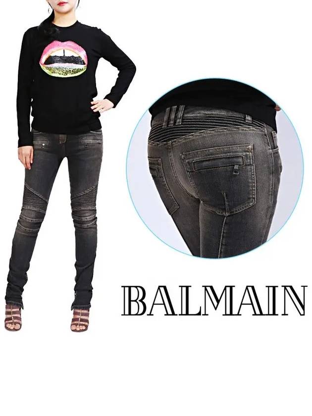 Women's Biker Washed Jeans 5357 181N C0100 - BALMAIN - BALAAN 2