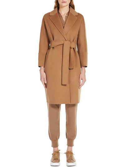 Women's Arona Belt Virgin Wool Single Coat Camel - S MAX MARA - BALAAN 2