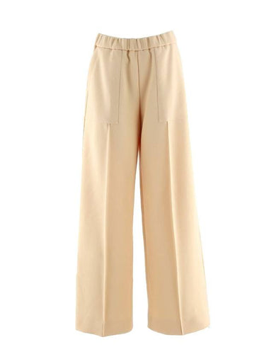 Wool Banding Wide Straight Pants Beige - JIL SANDER - BALAAN 1