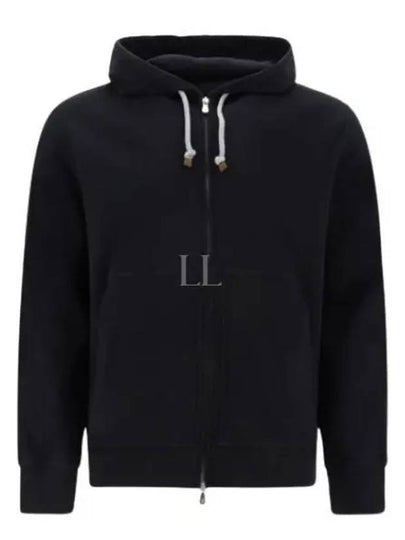 Tech Cotton Zip-Up Hoodie Black - BRUNELLO CUCINELLI - BALAAN 2