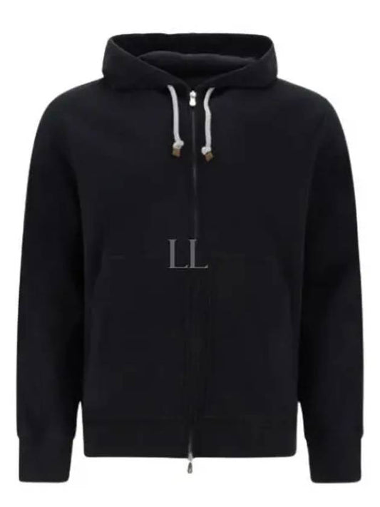 Tech Cotton Zip-Up Hoodie Black - BRUNELLO CUCINELLI - BALAAN 2