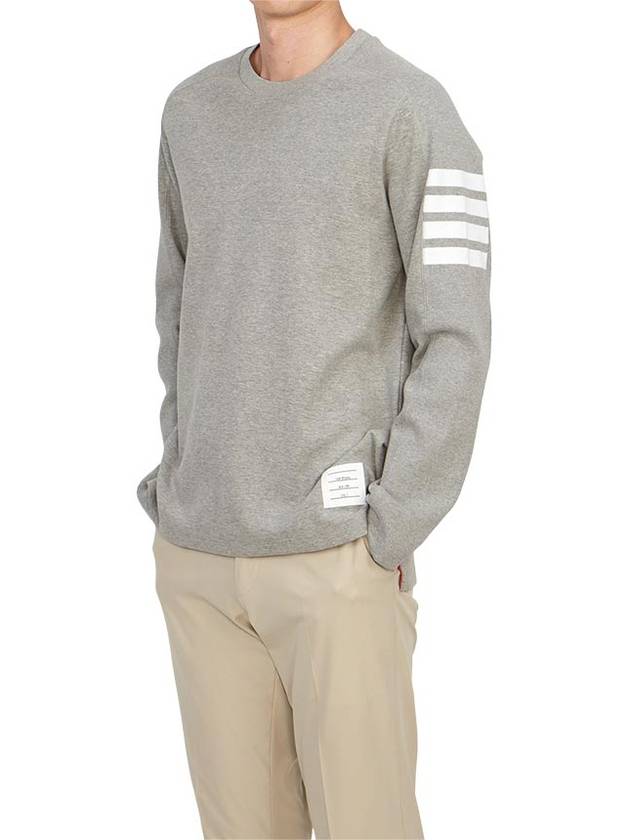 4-Bar Striped Cotton Long Sleeve T-Shirt Light Grey - THOM BROWNE - BALAAN 6