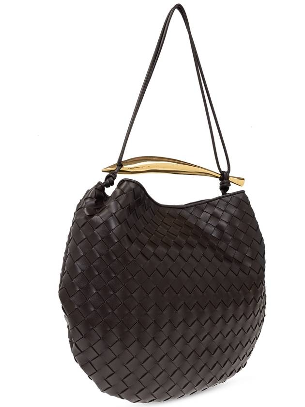 Medium Intrecciato Sardin Top Handle Tote Bag Dark Brown - BOTTEGA VENETA - BALAAN 5