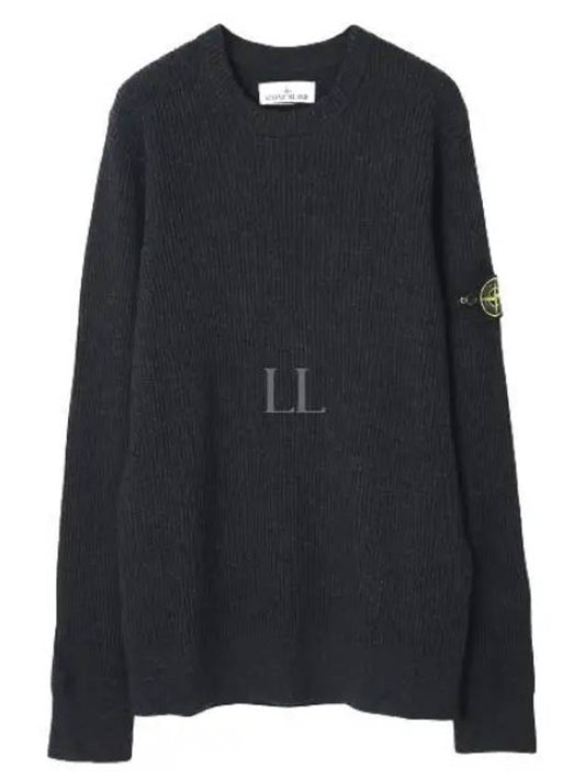 Crewneck Full Rib Wool Knit Top Melange Charcoal - STONE ISLAND - BALAAN 2