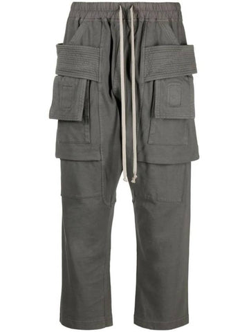 Drawstring Drop Crotch Cotton Straight Pants Grey - RICK OWENS - BALAAN 1