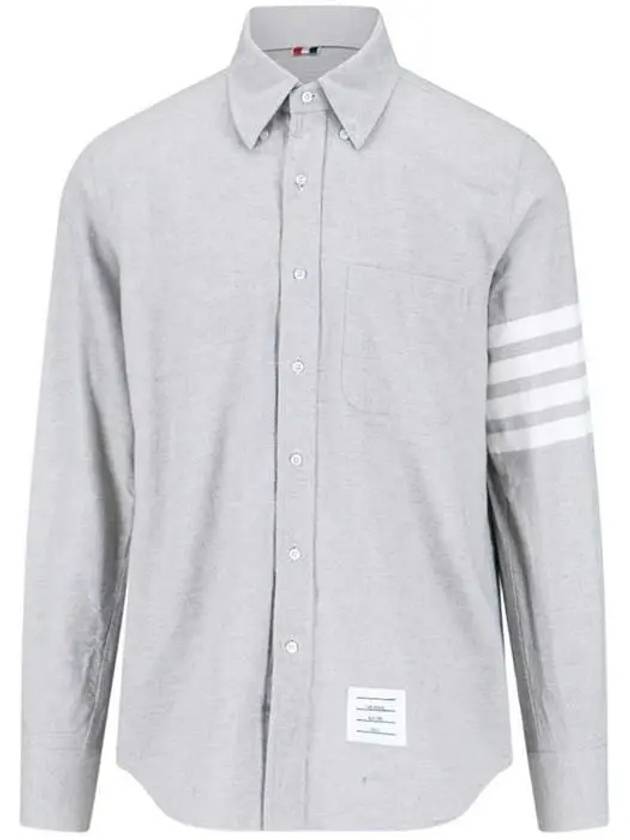 Men's Diagonal Solid Flannel Long Sleeve Shirt Grey - THOM BROWNE - BALAAN 2