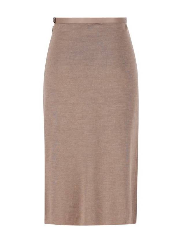 Midi Wool H-Line Skirt Grey - FENDI - BALAAN 3