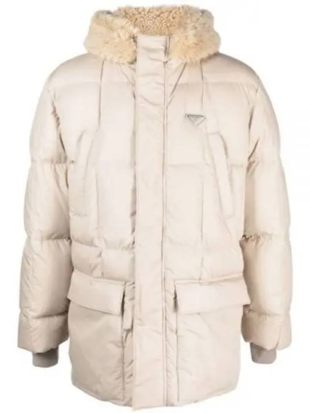 Triangle Logo Goose Down Padded Jacket Ivory - PRADA - BALAAN 2