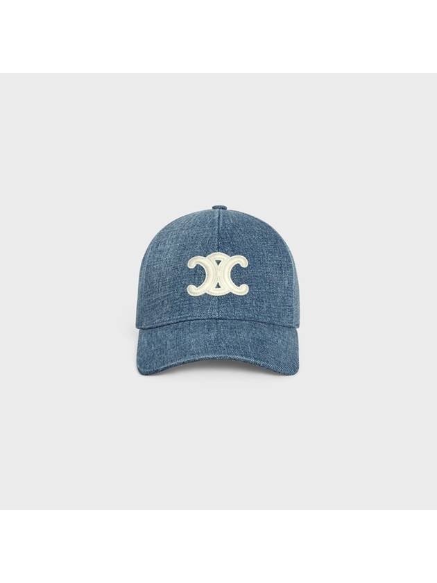 Triomphe Union Wash Denim Ball Cap Blue - CELINE - BALAAN 3