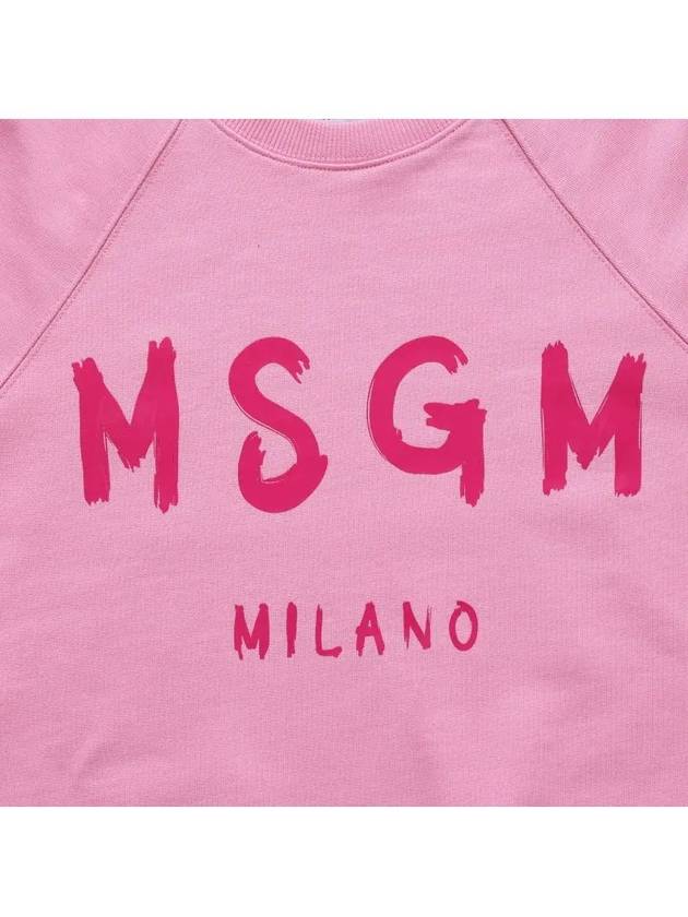 Brushed Logo Cotton Sweatshirt Pink - MSGM - BALAAN 4