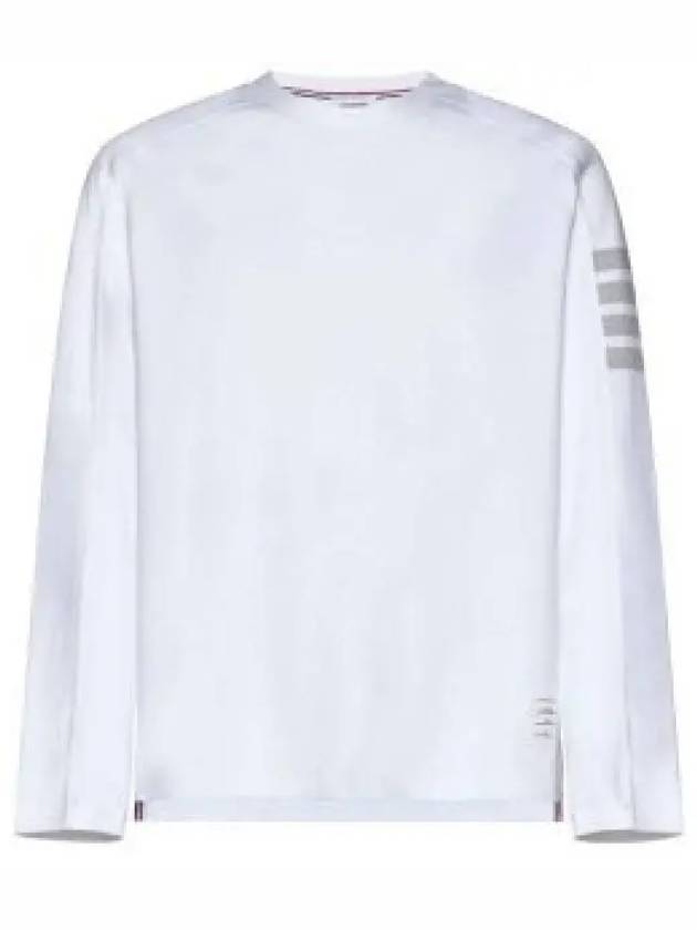 4-Bar Striped Cotton Long Sleeve T-Shirt White - THOM BROWNE - BALAAN 2