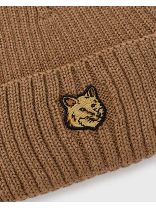 Bold Fox Head Patch Ribbed Beanie Golden Brown - MAISON KITSUNE - BALAAN 5