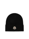 W Logo Patch Turn Up Beanie Black 3B00024 M1367 999 - MONCLER - BALAAN 1