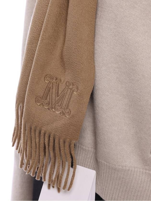 Max Mara logo embroidered fringed edge scarf - MAX MARA - BALAAN 7