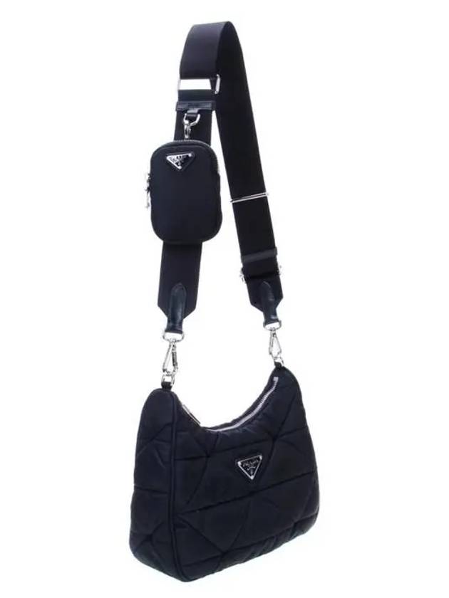 Triangle Logo Re-nylon Paddde Hobo Cross Bag Black - PRADA - BALAAN 3