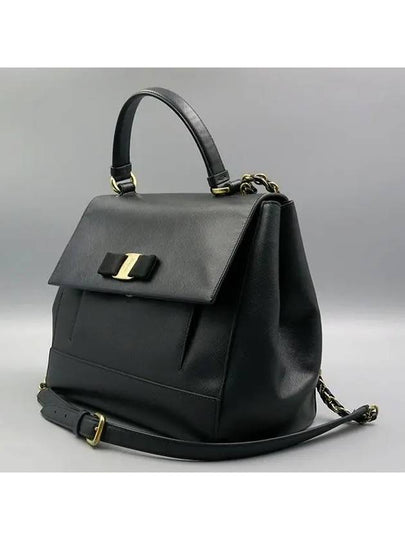 Ferragamo 21 F558 Black Color Vara Decoration Flap Tote Bag Shoulder Strap 2WAY - SALVATORE FERRAGAMO - BALAAN 2