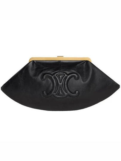 Triomphe Lambskin Pouch Bag Black - CELINE - BALAAN 2