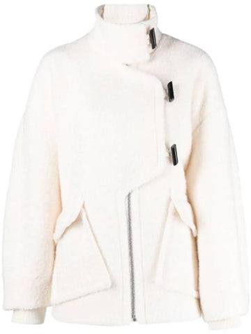 Oversized Boucle Coat White - GANNI - BALAAN 1