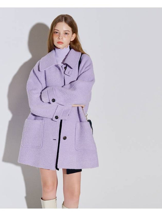 Boucle Herringbone Wool Half Single Coat Lavender - OPENING SUNSHINE - BALAAN 2