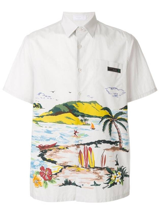 Paradise Short Sleeve Shirt White - PRADA - BALAAN.