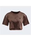 Monogram Velvet Crop Short Sleeve T-Shirt Brown - ADIDAS - BALAAN 1