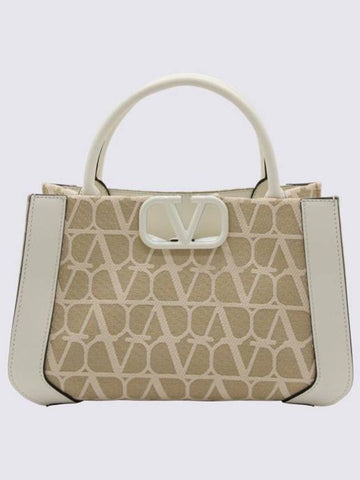 Toilet Econography Raffia Tote Bag Beige - VALENTINO - BALAAN 1