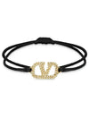 V Logo Signature Crystal Bracelet Black - VALENTINO - BALAAN 2