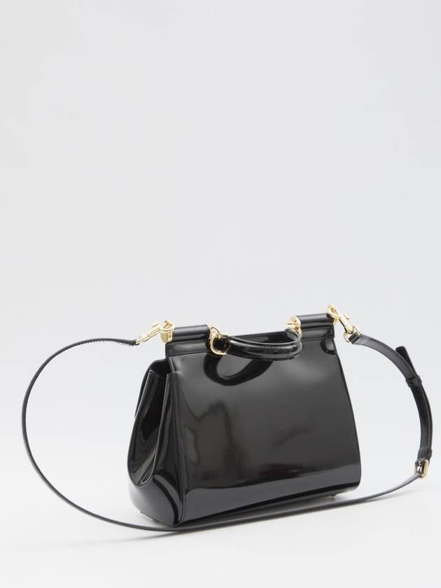 Polished Leather Medium Sicily Shoulder Bag Black - DOLCE&GABBANA - BALAAN 3