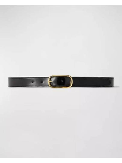 Gold Tone Metal Buckle Slim Leather Belt Black - TOTEME - BALAAN 2