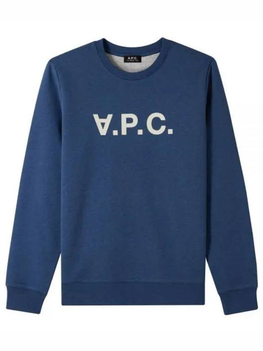 Logo Crewneck Cotton Sweatshirt Blue - A.P.C. - BALAAN 2