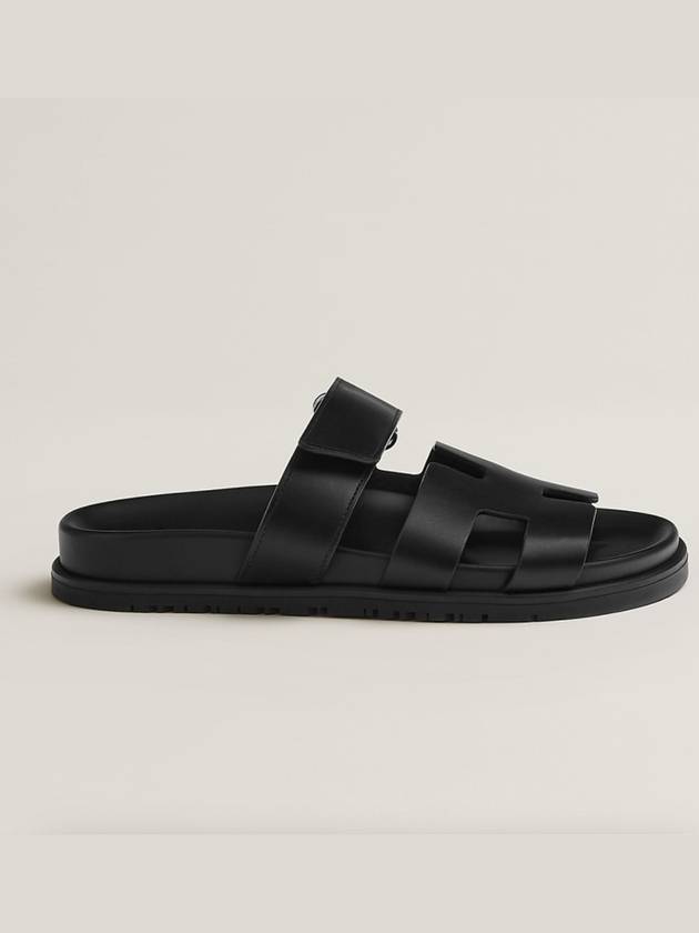 Chypre Calfskin Sandals Black - HERMES - BALAAN 3