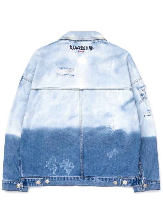 Utopia Bleached Custom Raglan Denim Jacket Blue - BLACKBLOND - BALAAN 3