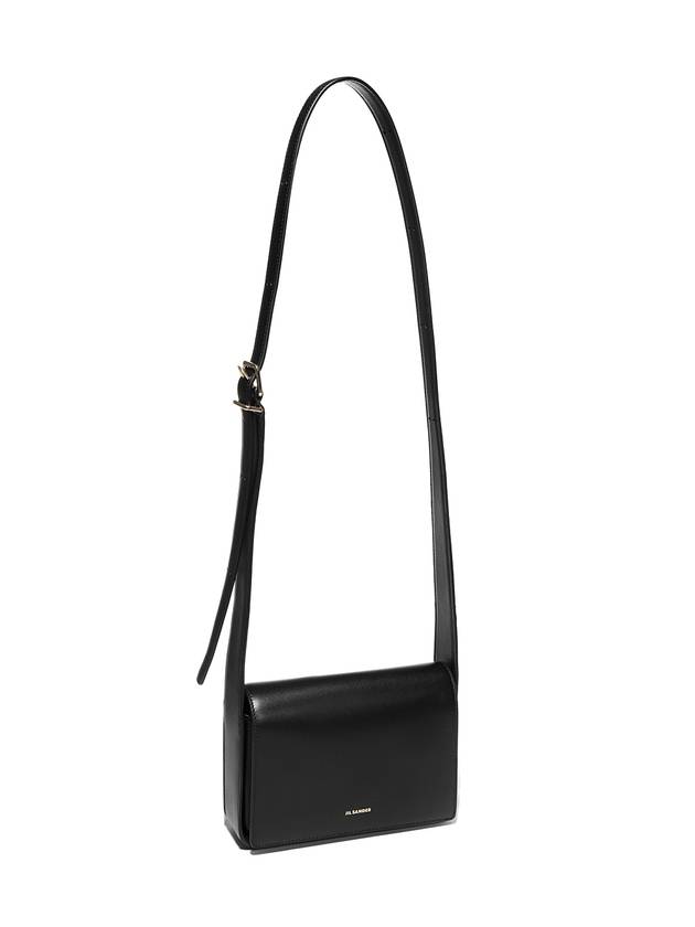 Embossed Logo Sling Small Calfskin Leather Shoulder Bag Black - JIL SANDER - BALAAN 2