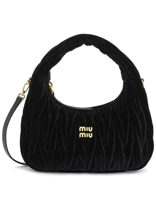 Wonder Matelasse Velvet Shoulder Bag Black - MIU MIU - BALAAN 2