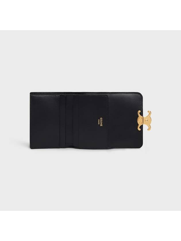 Triomphe Compact Shiny Calfskin Coin Half Wallet Black - CELINE - BALAAN 5