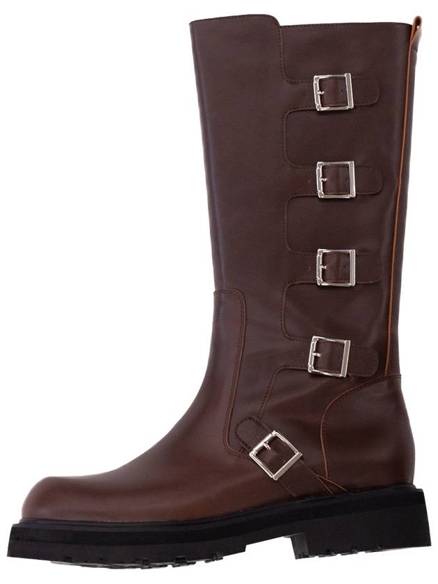 Round Toe Long Walker Boots_BROWN - LECYTO - BALAAN 1