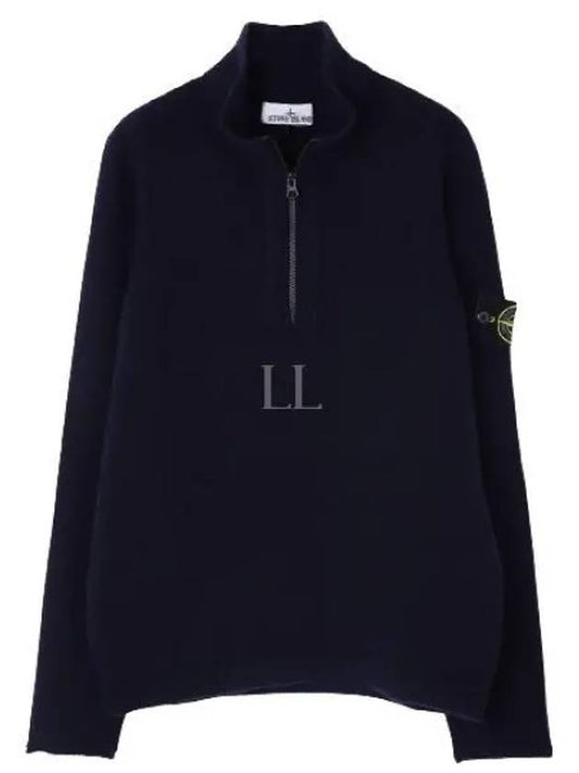 Wappen Patch Lambswool Half-Zip Knit Top Navy - STONE ISLAND - BALAAN 2