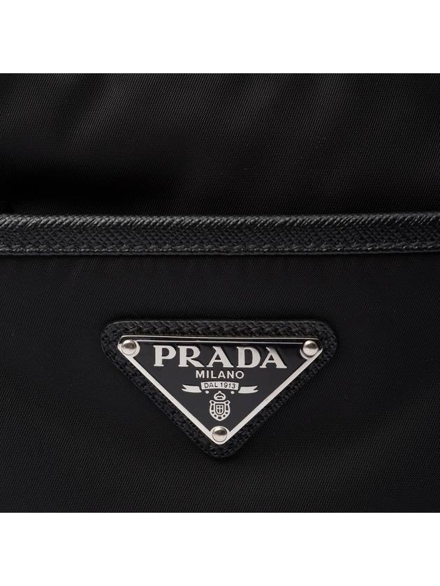 Re-Nylon Saffiano Leather Triangle Logo Cross Bag Black - PRADA - BALAAN 6