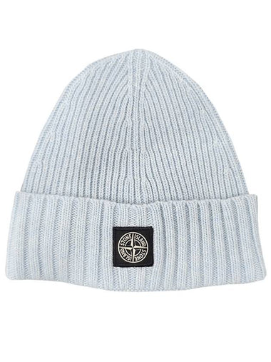 Kids Logo Patch Wool Cashmere Beanie Hat Sky Blue 7916N03Z3 V0041 - STONE ISLAND - BALAAN 1