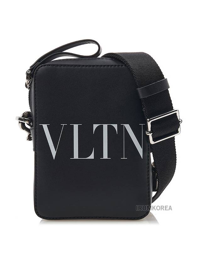 logo zipper calfskin cross bag black - VALENTINO - BALAAN 2