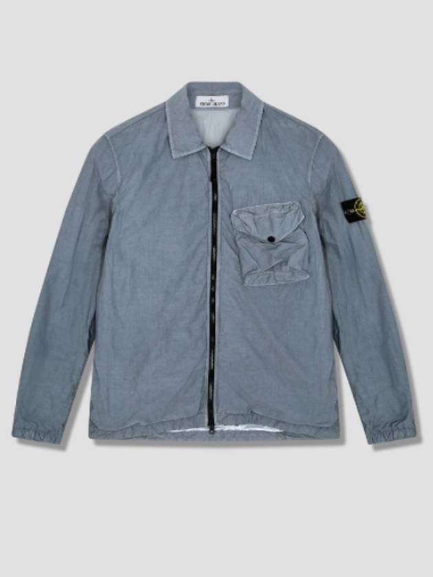 Naslan overshirt black light gray sage green, mid blue 751511803 - STONE ISLAND - BALAAN 7