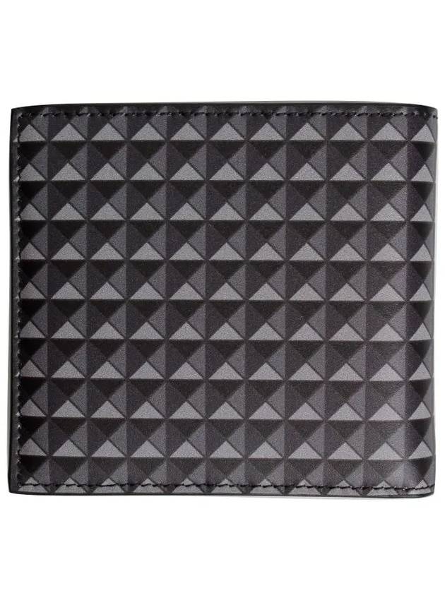 Men's Mini Stud Motif Logo Print Leather Half Wallet Black - VALENTINO - BALAAN 4