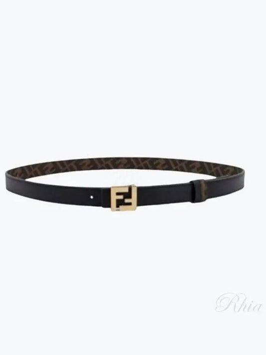 FF Squared Leather Belt Black Brown - FENDI - BALAAN 2