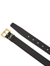 Men's Monogram Grain Leather Belt Gold - SAINT LAURENT - BALAAN.