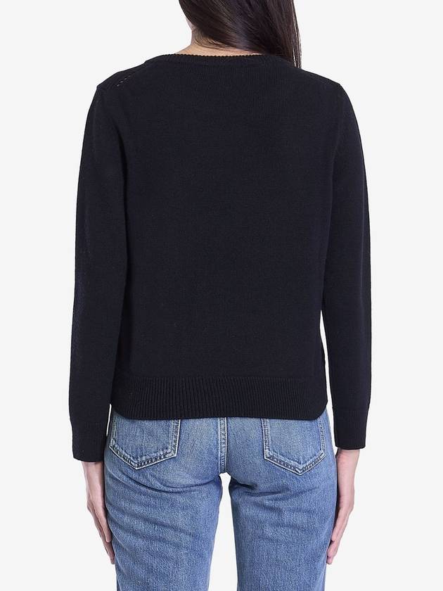 Triomphe Jacquard Crew Neck Heritage Cashmere Knit Top Black - CELINE - BALAAN 4