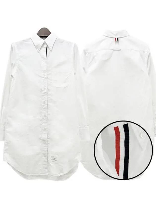 Women's Hidden Oxford Shirt Long Dress White - THOM BROWNE - BALAAN 2