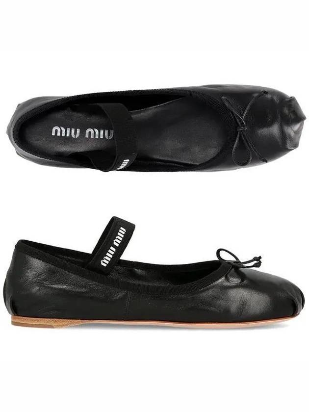 Women's Logo Leather Ballerinas Black - MIU MIU - BALAAN 2